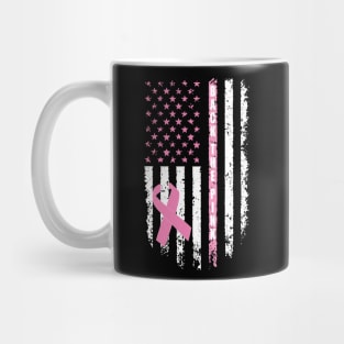 Back The Pink Ribbon American Flag Breast Cancer Awareness Mug